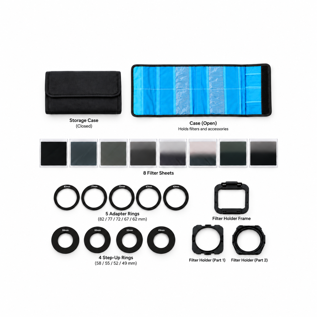 Kit de Filtros Tipo Cokin con Portafiltros y Estuche