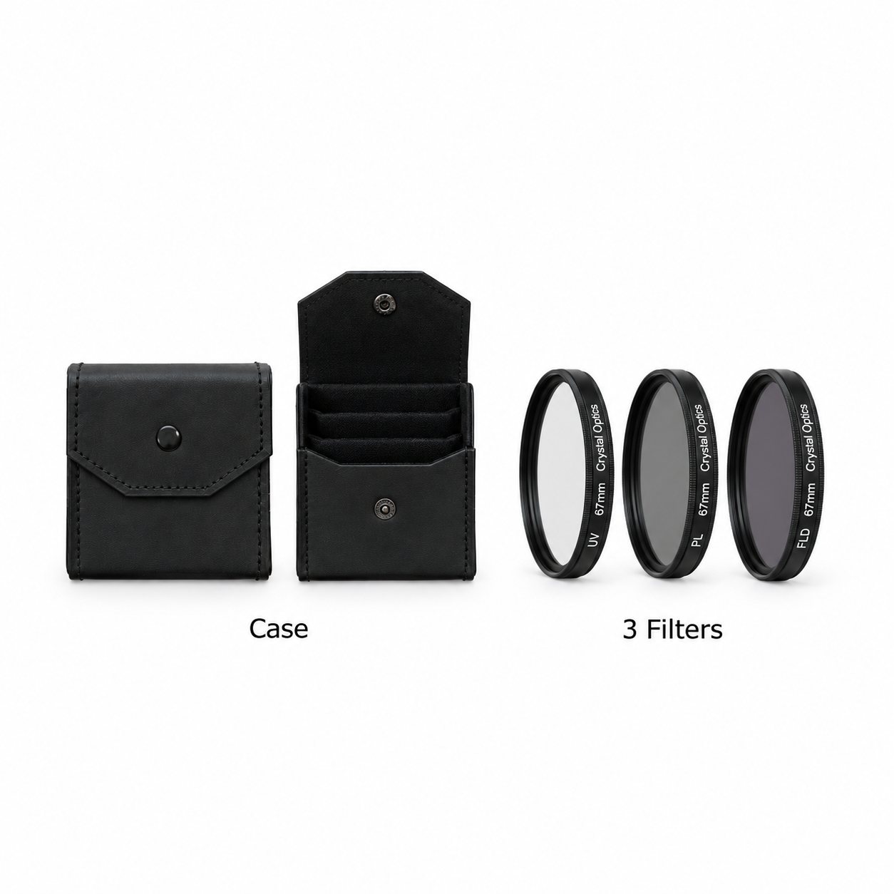Kit de 3 Filtros Crystal Optics 67mm con Estuche