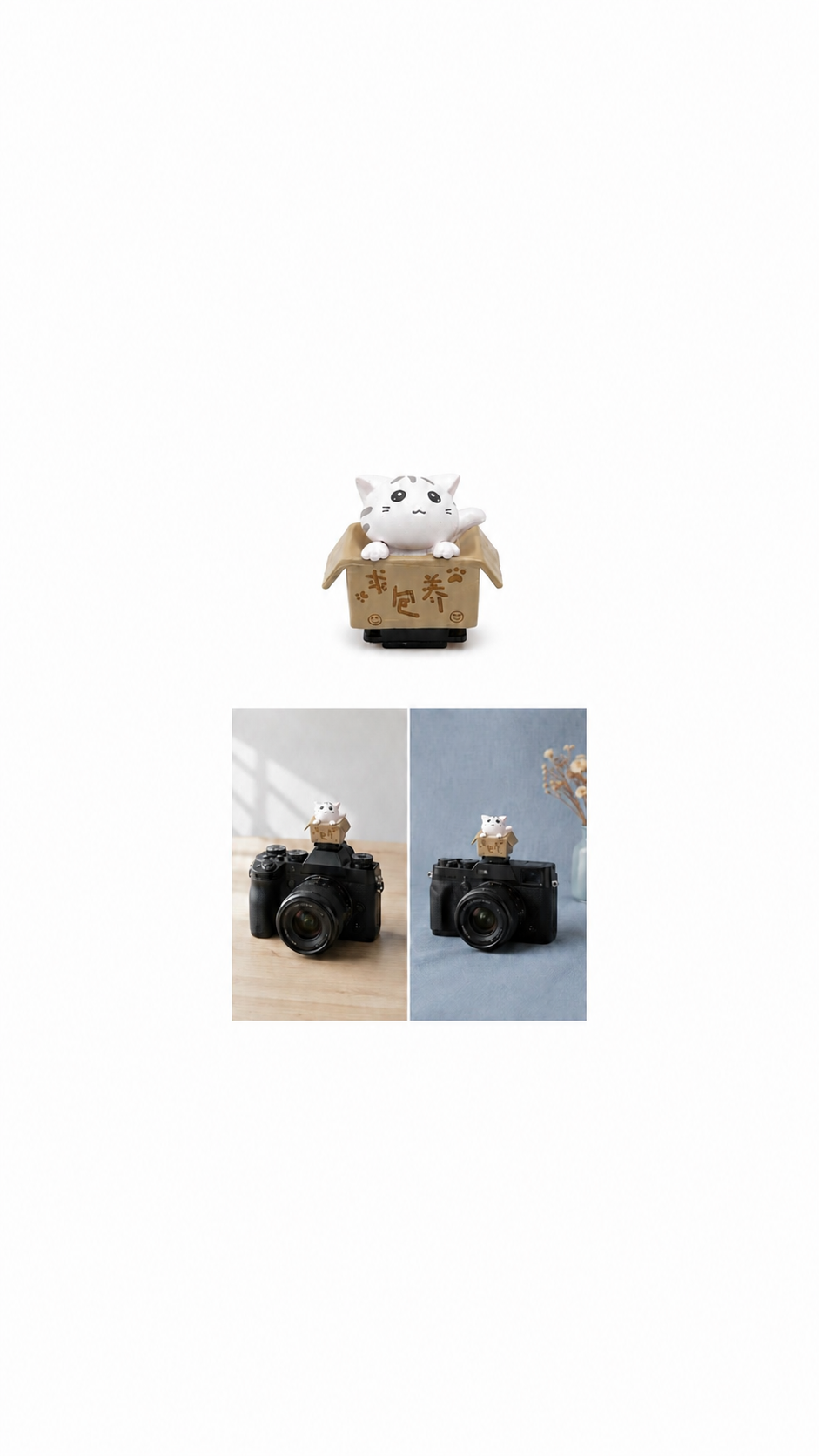 Protector de zapata para cámara con gatito en caja