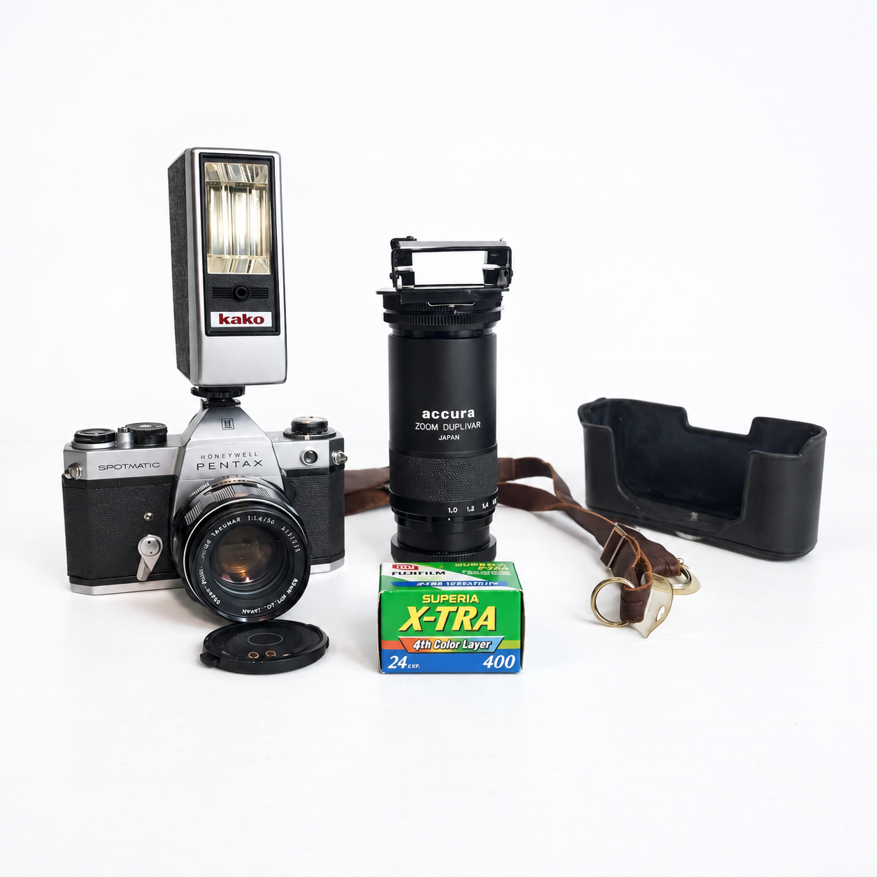 Kit de Cámara Honeywell Pentax Spotmatic con Lente y Accesorios