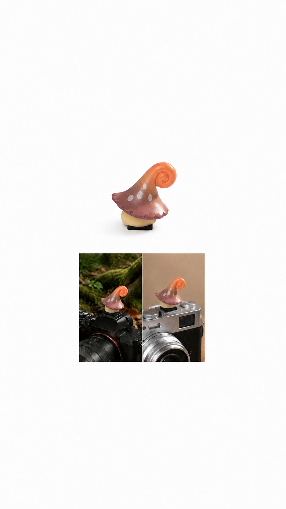 Protector decorativo de hongo fantástico en espiral para zapata de cámara