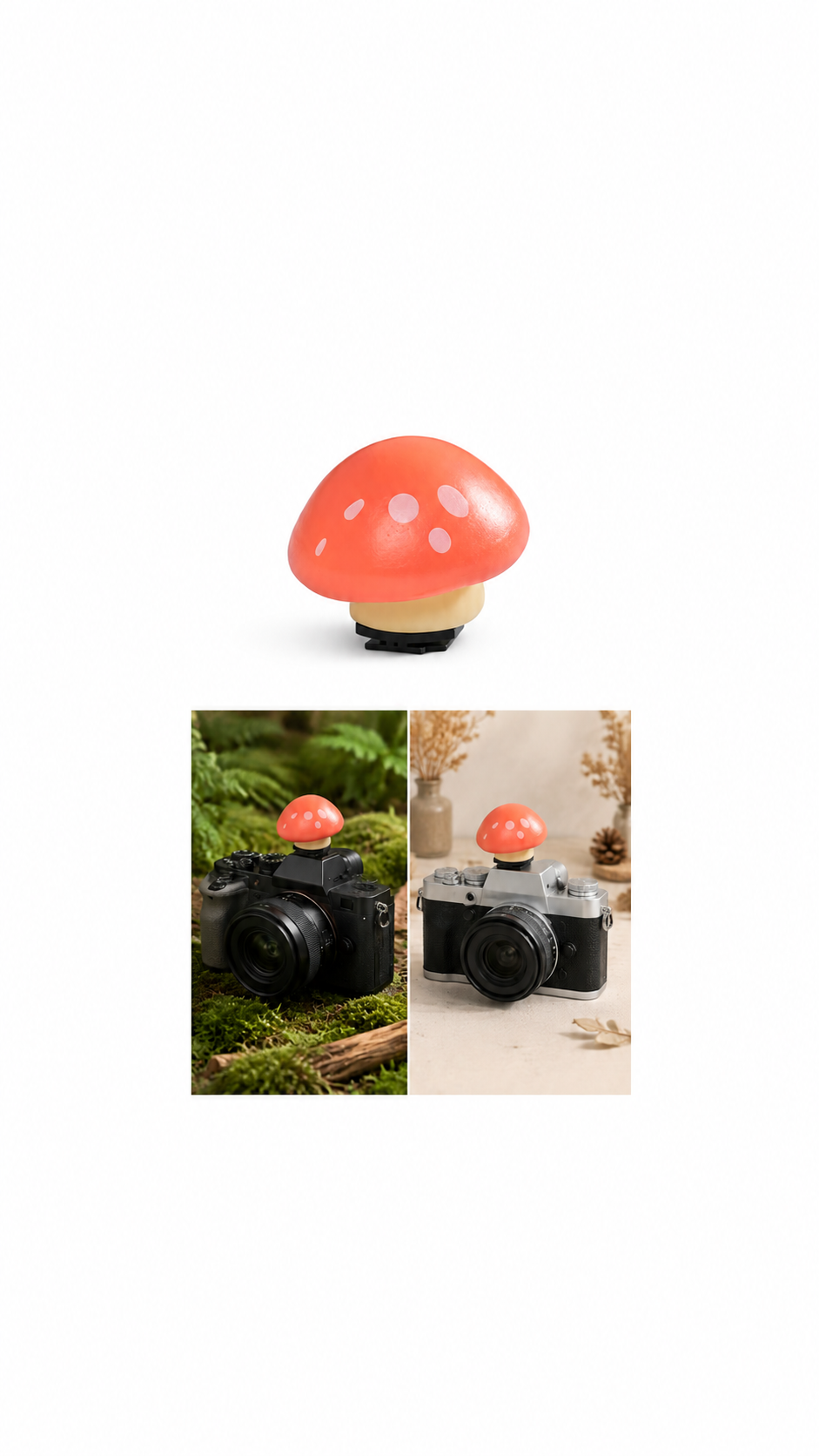 Light Red Mushroom Decorative Camera Hot Shoe Cover
