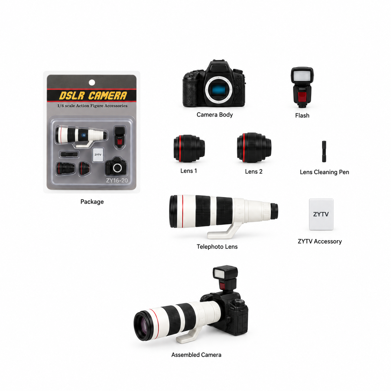 Mini Set de Accesorios para Cámara DSLR – Escala 1:6